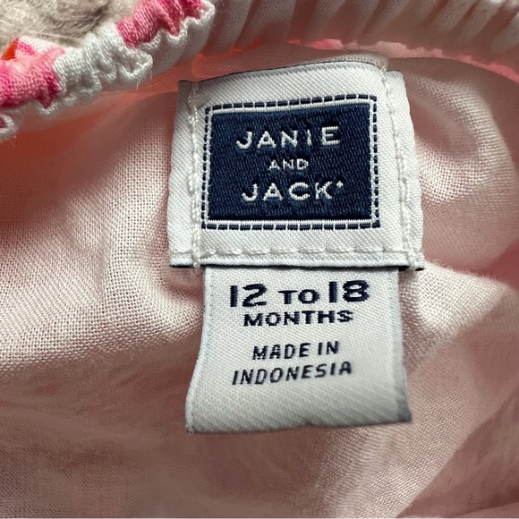 Janie & Jack Clementine Bloom Floral Dress Bow Strap Ruffle Pink Orange 12-18 Mo - Picture 3 of 6